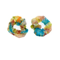 Hair Scrunchie Organza Blue Pattern 2pcs